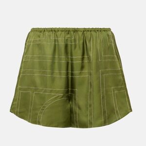 Toteme Monogram Silk Shorts - green, size DE 42